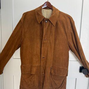 Vintage Brown Hugo Boss Suede Leather Jacket with linen lining